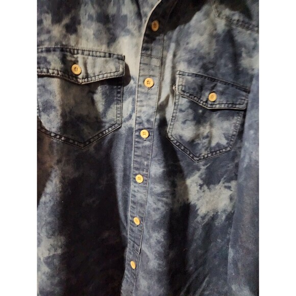 Rocawear Shirt Mens Large Blue Denim Tie Dye Acid Wash Roll Tab Long Sleeve - Picture 8 of 10